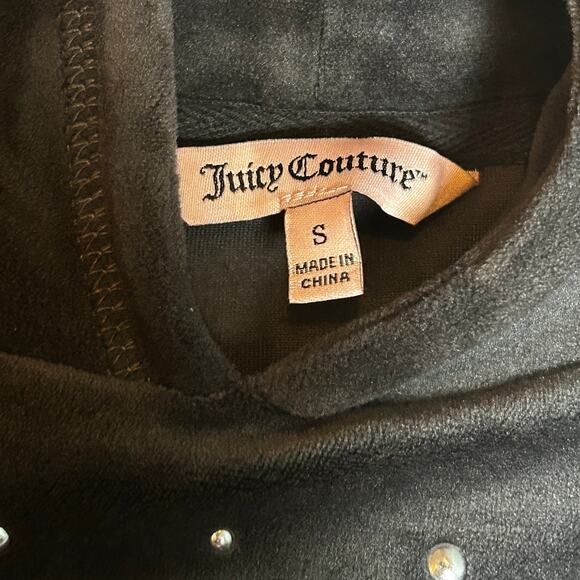 Juicy Couture Charcoal Gray Velour Women's Matching Bling Hoodie & Joggers Set - Picture 12 of 13